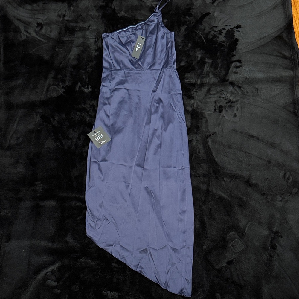 NWT Lulu's Elegant Navy One-Shoulder Dress - Picture 7 of 7